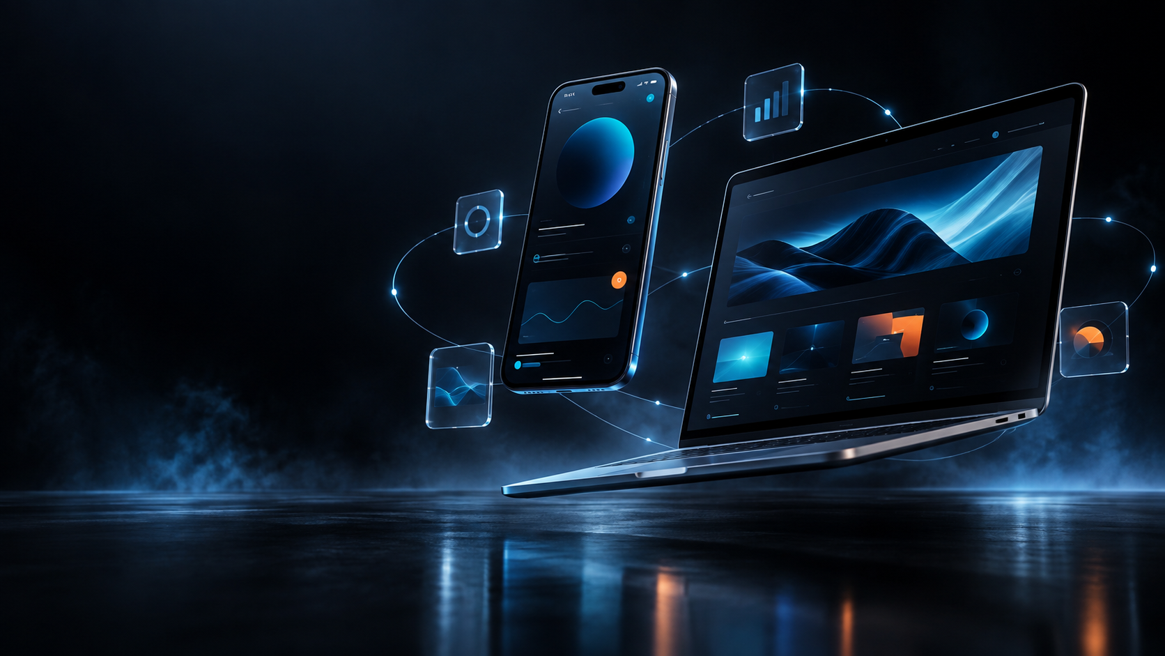 Responsive website displayed across digital devices